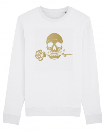 Skull with Golden Rose White