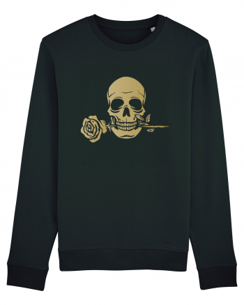 Skull with Golden Rose Black