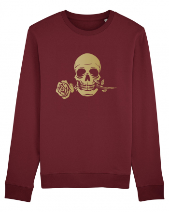 Skull with Golden Rose Burgundy