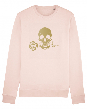 Skull with Golden Rose Candy Pink