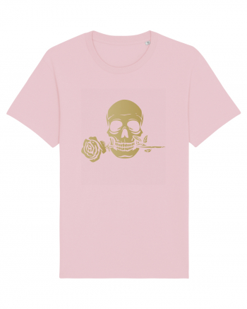 Skull with Golden Rose Cotton Pink