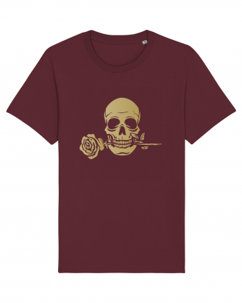 Skull with Golden Rose Burgundy