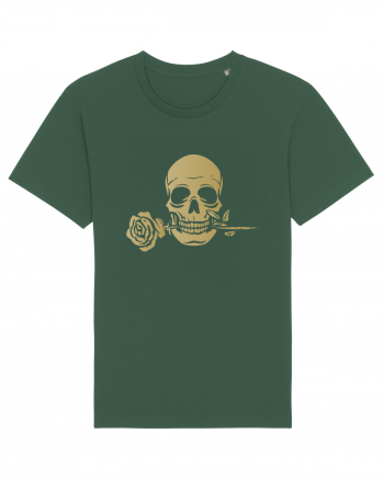 Skull with Golden Rose Bottle Green