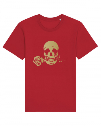 Skull with Golden Rose Red