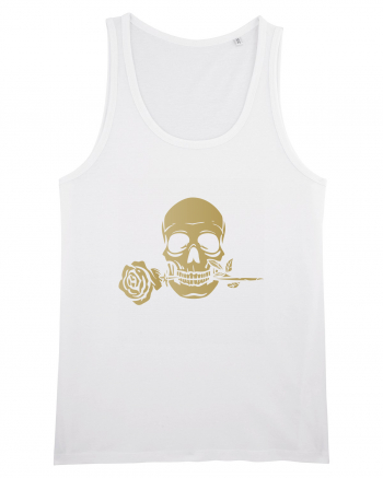 Skull with Golden Rose White