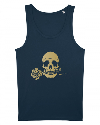 Skull with Golden Rose Navy