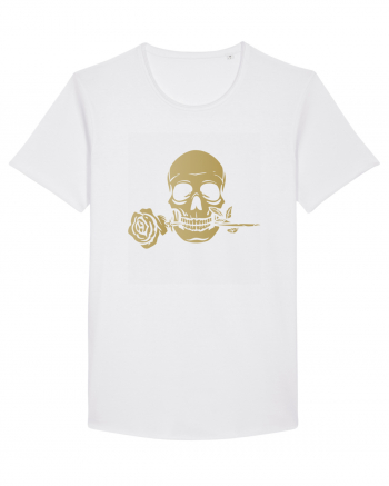 Skull with Golden Rose White