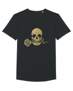 Skull with Golden Rose Tricou mânecă scurtă guler larg Bărbat Skater