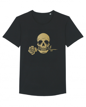 Skull with Golden Rose Black