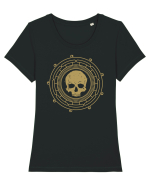 Skull mandala Tricou mânecă scurtă guler larg fitted Damă Expresser