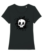 Skull illustration Tricou mânecă scurtă guler larg fitted Damă Expresser