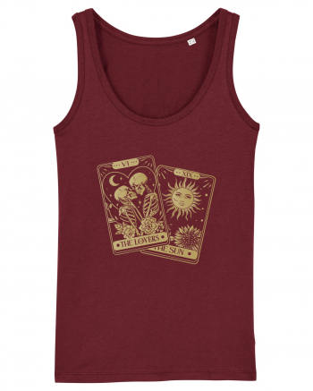 The Lovers Tarot Cards Gold Burgundy