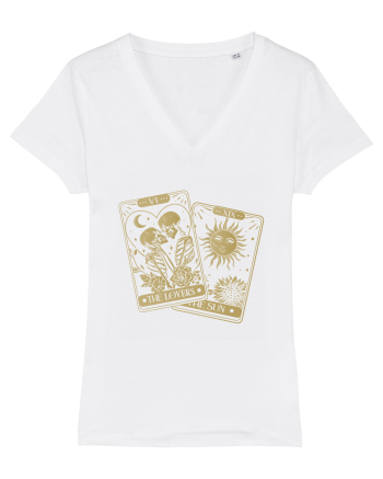 The Lovers Tarot Cards Gold White