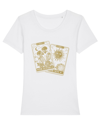 The Lovers Tarot Cards Gold White