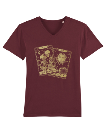 The Lovers Tarot Cards Gold Burgundy