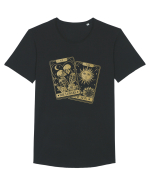 The Lovers Tarot Cards Gold Tricou mânecă scurtă guler larg Bărbat Skater