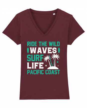 Ride The Wild Waves Surf Life Pacific Coast Burgundy