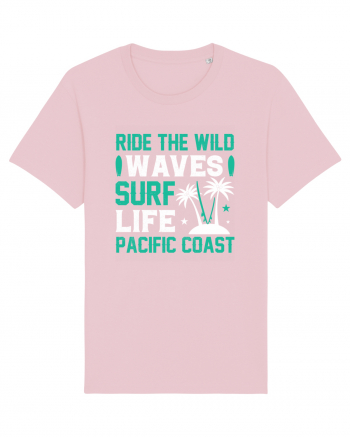 Ride The Wild Waves Surf Life Pacific Coast Cotton Pink