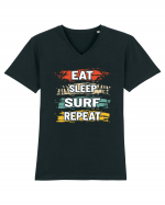 Eat Sleep Surf Repeat Tricou mânecă scurtă guler V Bărbat Presenter