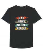 Eat Sleep Surf Repeat Tricou mânecă scurtă guler larg Bărbat Skater