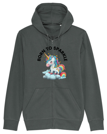 Unicorn dragut mesaj Born to Sparkle, design 1 Anthracite