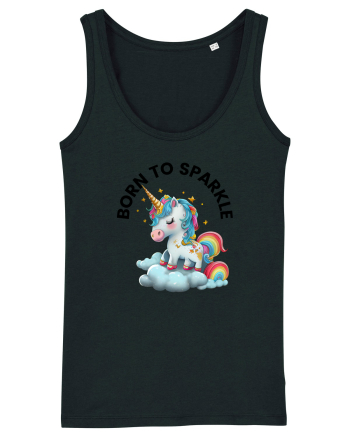 Unicorn dragut mesaj Born to Sparkle, design 1 Black