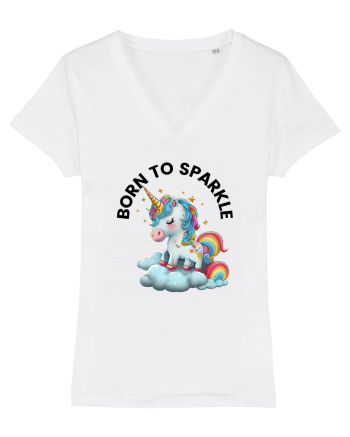 Unicorn dragut mesaj Born to Sparkle, design 1 White