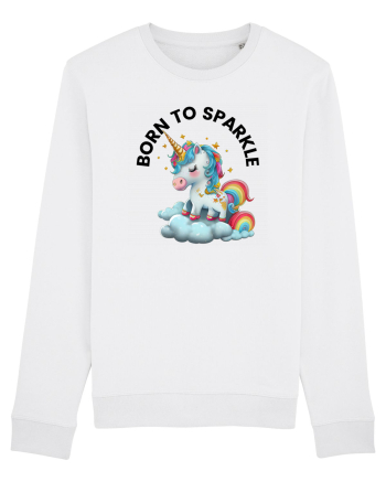 Unicorn dragut mesaj Born to Sparkle, design 1 White