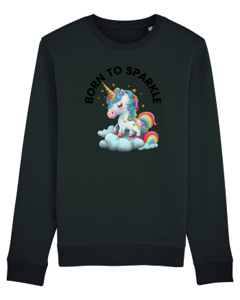 Unicorn dragut mesaj Born to Sparkle, design 1 Black