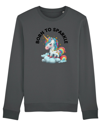 Unicorn dragut mesaj Born to Sparkle, design 1 Anthracite