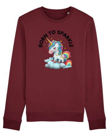 Unicorn dragut mesaj Born to Sparkle, design 1 Burgundy