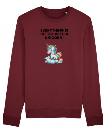 Unicorn dragut mesaj Everything is better with a unicorn!, design 1 Burgundy