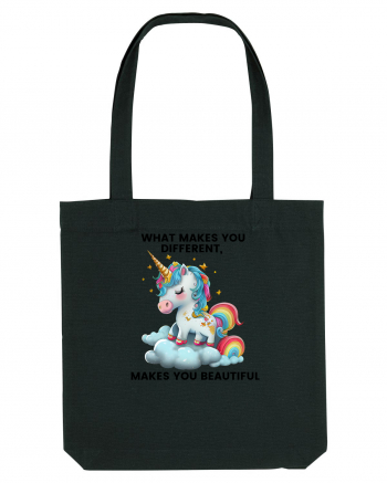 Unicorn mesaj What makes you different, makes you beautiful, design 1 Black