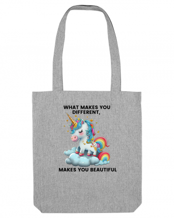 Unicorn mesaj What makes you different, makes you beautiful, design 1 Heather Grey