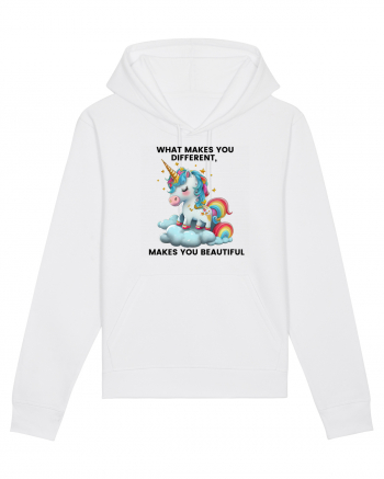 Unicorn mesaj What makes you different, makes you beautiful, design 1 White