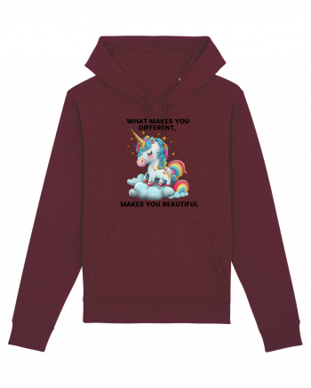 Unicorn mesaj What makes you different, makes you beautiful, design 1 Burgundy