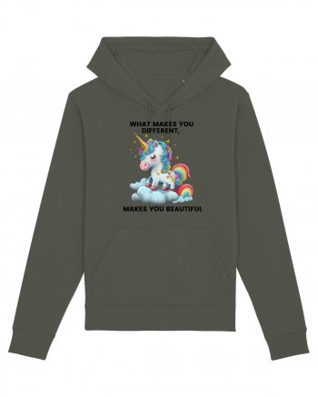 Unicorn mesaj What makes you different, makes you beautiful, design 1 Khaki