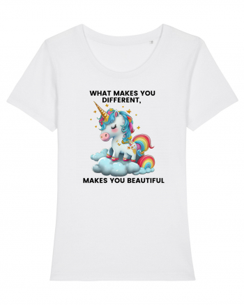 Unicorn mesaj What makes you different, makes you beautiful, design 1 White