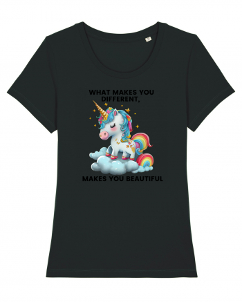 Unicorn mesaj What makes you different, makes you beautiful, design 1 Black