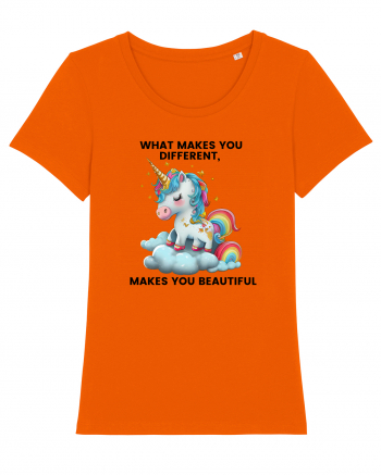Unicorn mesaj What makes you different, makes you beautiful, design 1 Bright Orange