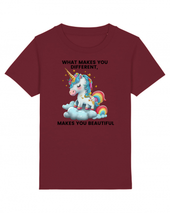 Unicorn mesaj What makes you different, makes you beautiful, design 1 Burgundy