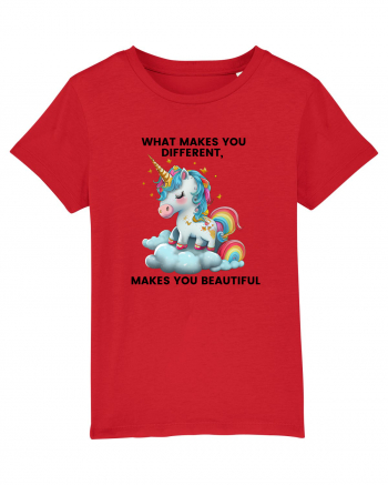Unicorn mesaj What makes you different, makes you beautiful, design 1 Red