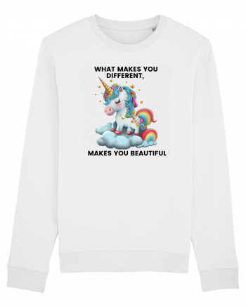 Unicorn mesaj What makes you different, makes you beautiful, design 1 White