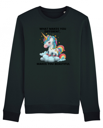 Unicorn mesaj What makes you different, makes you beautiful, design 1 Black