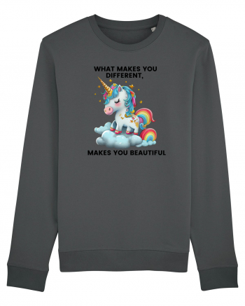 Unicorn mesaj What makes you different, makes you beautiful, design 1 Anthracite