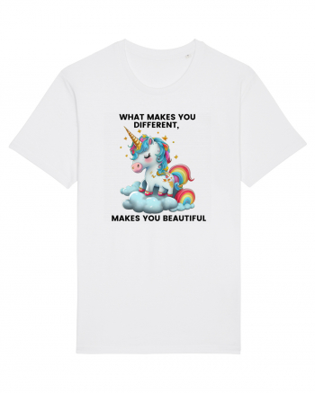 Unicorn mesaj What makes you different, makes you beautiful, design 1 White