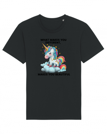 Unicorn mesaj What makes you different, makes you beautiful, design 1 Black