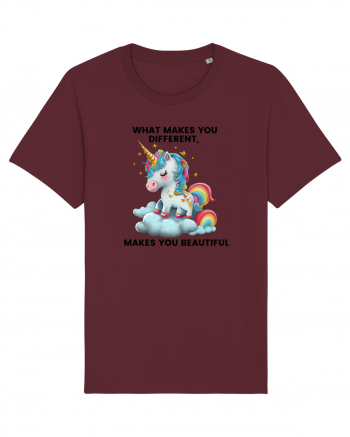 Unicorn mesaj What makes you different, makes you beautiful, design 1 Burgundy