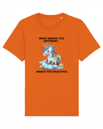 Unicorn mesaj What makes you different, makes you beautiful, design 1 Bright Orange
