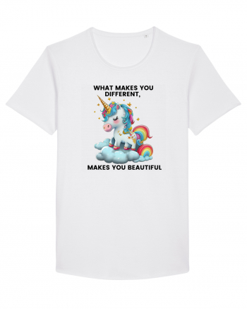 Unicorn mesaj What makes you different, makes you beautiful, design 1 White
